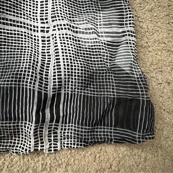 Bcbg maxazria pure silk collared blouse top black white gray monochrome - Picture 12 of 14